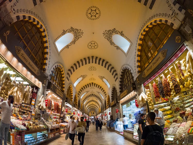 People Shopping At Spice Spice Bazaar In Istanbul