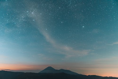 Scenic View of Silhouette of Mountains under a Starry Night Sky