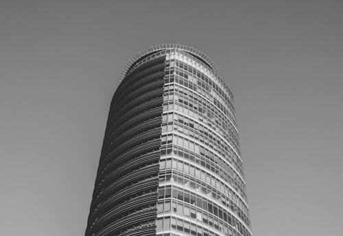 Grayscale Photo of High-Rise Building