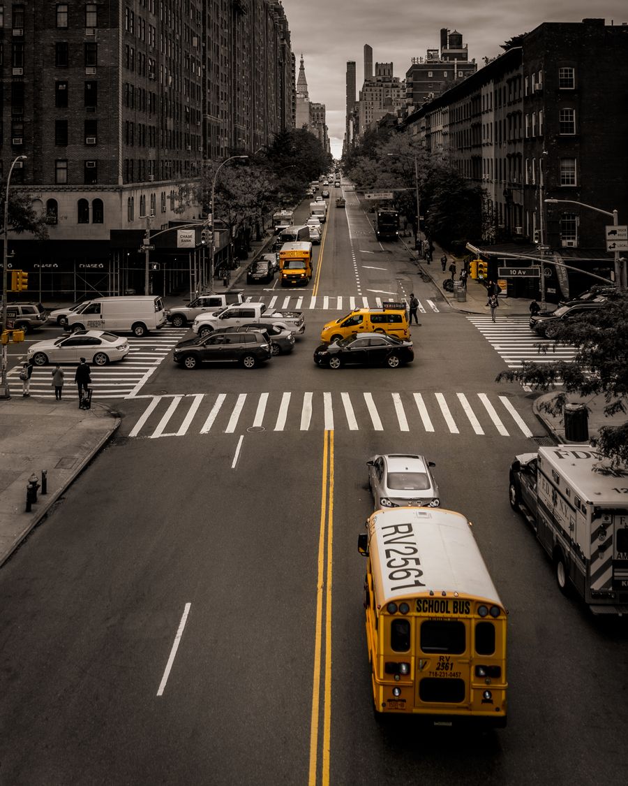 Busy city street representing ride requests and local travel