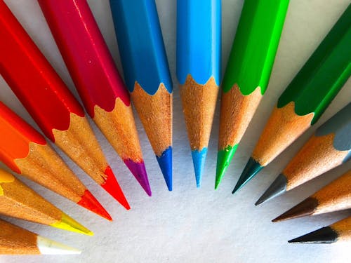 Free Green Red Yellow Colored Pencil Stock Photo