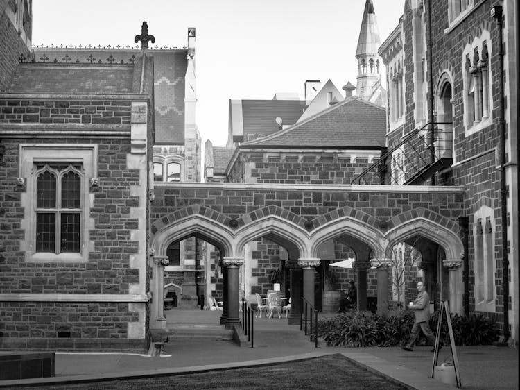 Grayscale Photo Of Christchurch Arts Centre 