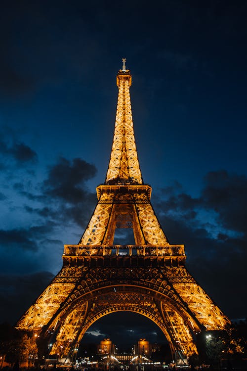 Low-Angle Shot of Eiffel Tower at Night
