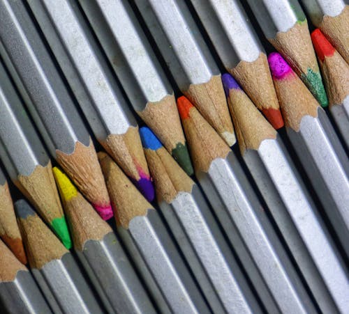 Close-Up Shot of Colored Pencils