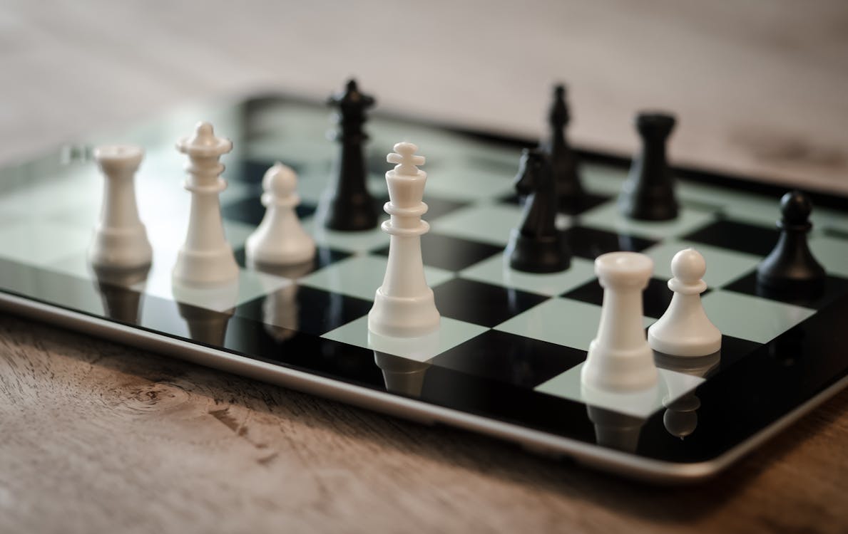 Free Tilt Shift Lens Photo of Black and White Chess Pieces Stock Photo