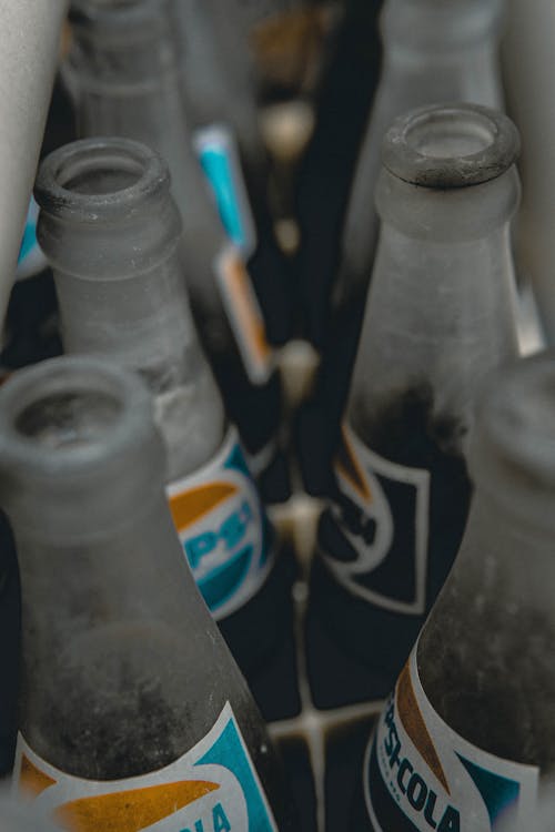 Close-up of Pepsi Bottles
