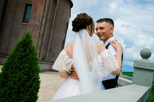 Backview of Happy Newlyweds