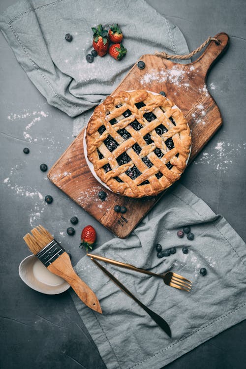 Free Photo Of Berry Pie On Top Of Wooden Chopping Board Stock Photo