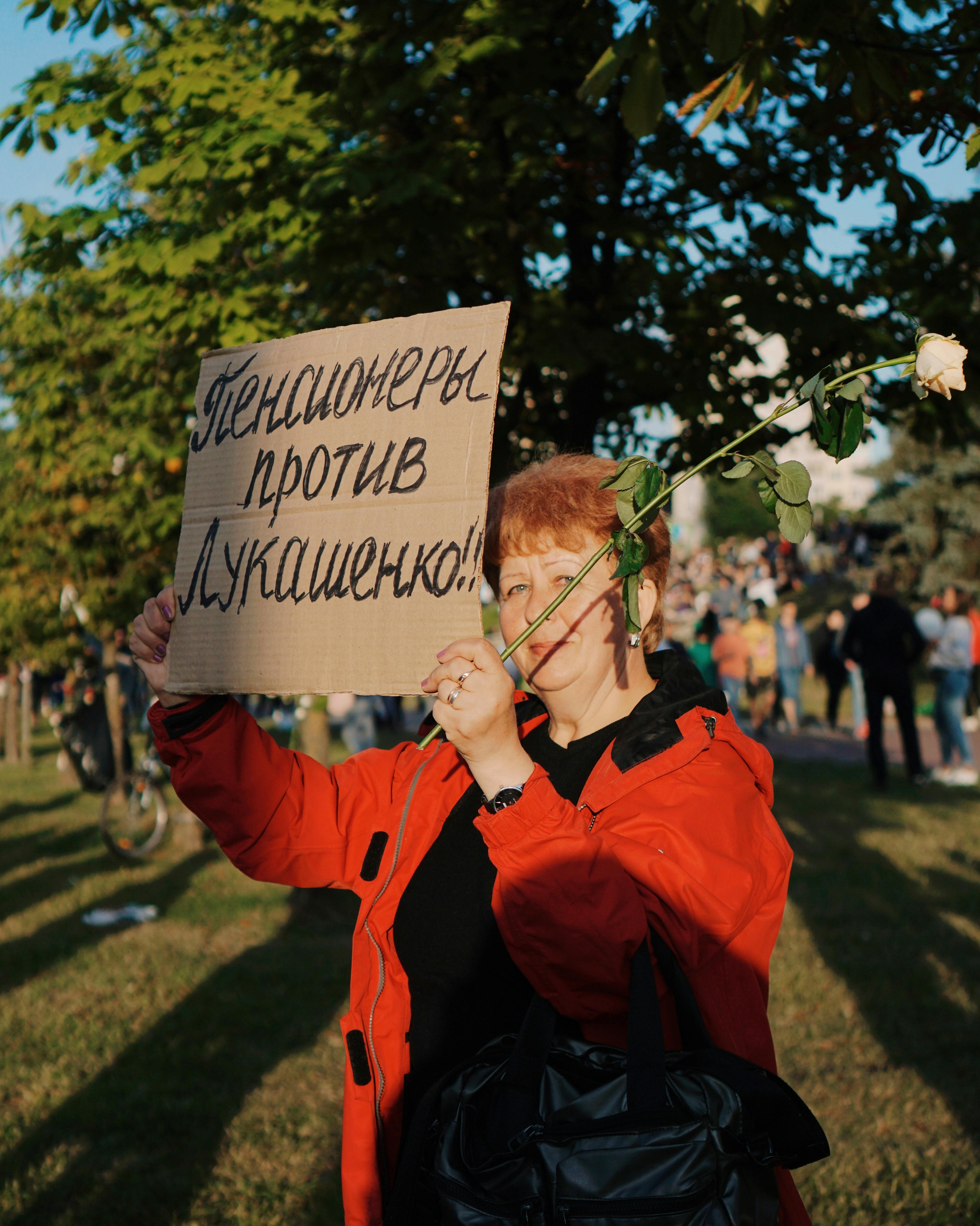 peaceful protester holding sign