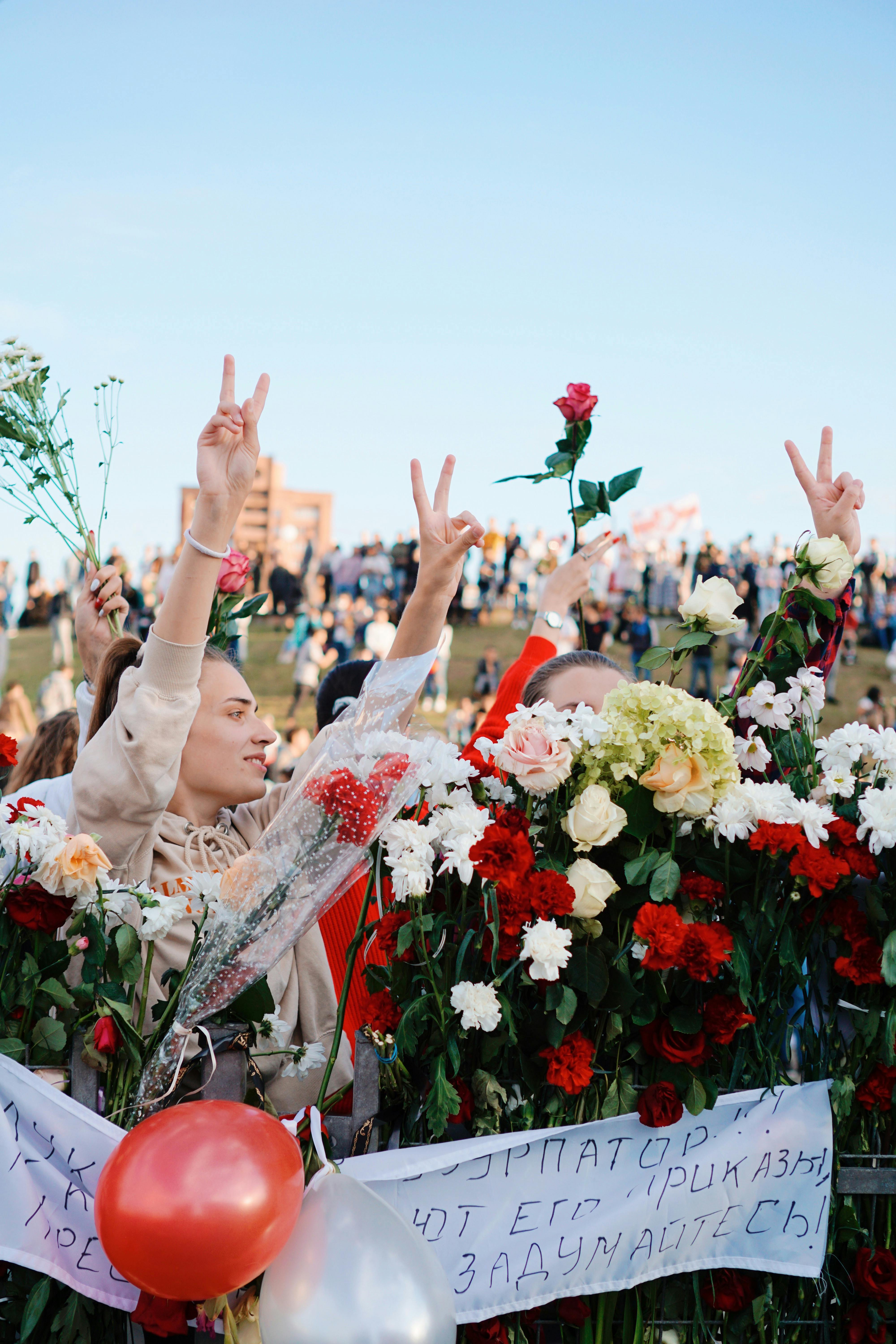 female protester in belarus