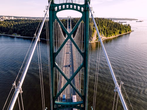 Suspension Bridge Over Body of Water