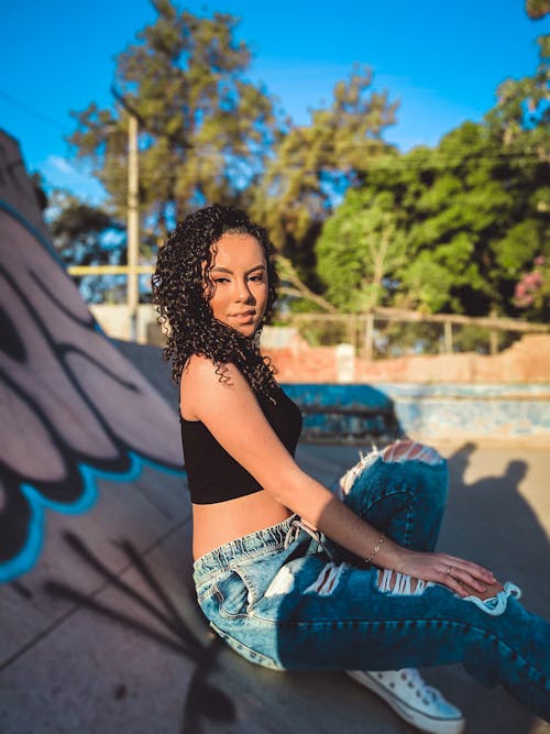 Alluring Woman leaning on a Ramp 