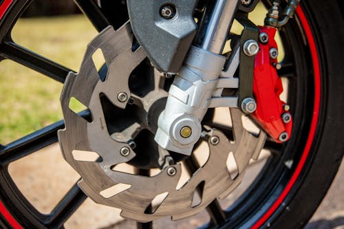 Close-Up Shot of a Motorcycle Wheel