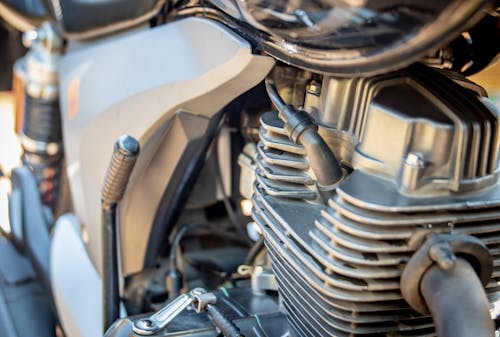Close-Up Shot of a Motorcycle Engine