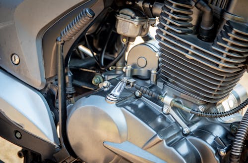 Close-Up Shot of a Motorcycle Engine
