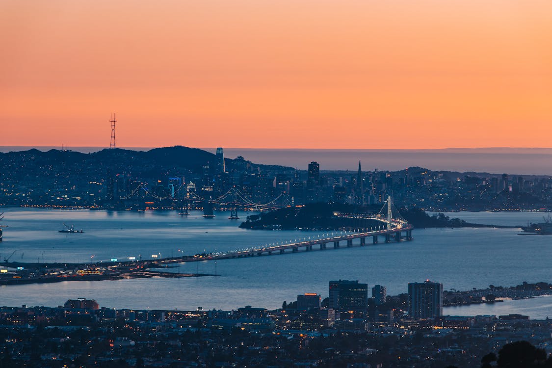 Aerial View of a City during Sunset · Free Stock Photo