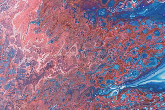 Colorful abstract acrylic painting with swirling patterns and vibrant textures.