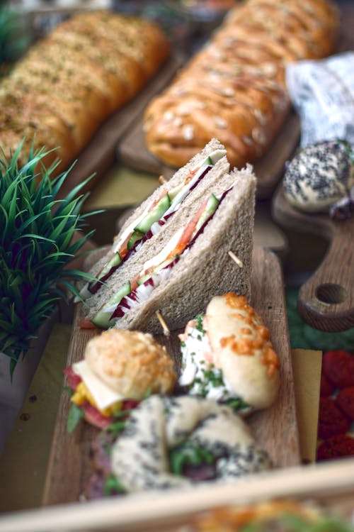 Free Sandwich on Wooden Board  Stock Photo