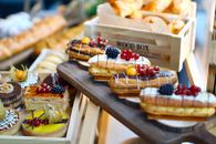 Brown Bread With Strawberry and Banana on Brown Wooden Tray