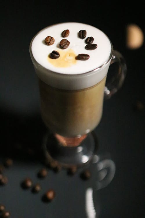 Close-Up Shot of a Glass of Cappuccino