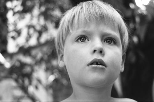Free Grayscale Photo of Boy's Face Stock Photo