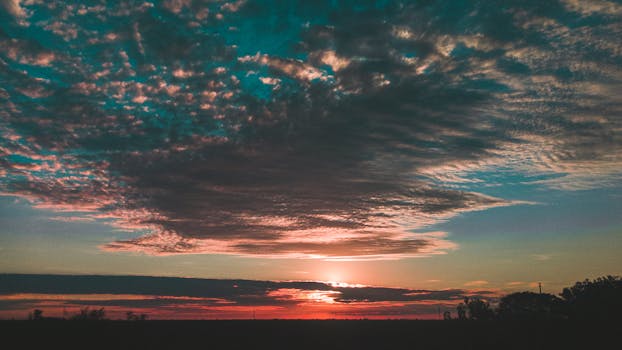 Breathtaking sunset with a vibrant sky over San Rafael, Mendoza Province, Argentina.