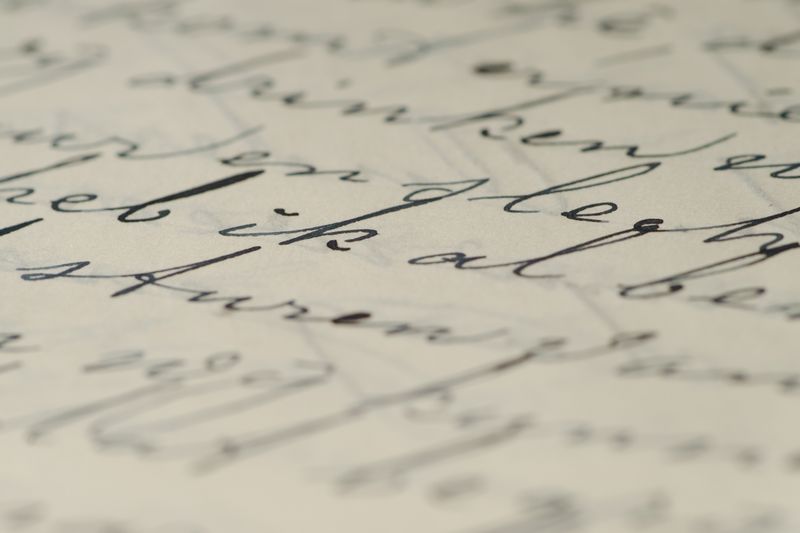 Close-up of elegant handwritten calligraphy on paper showcasing fine ink script.
