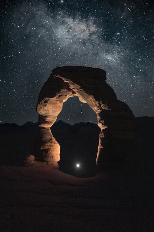 Free Milky Way Galaxy Above a Rock Formation Stock Photo