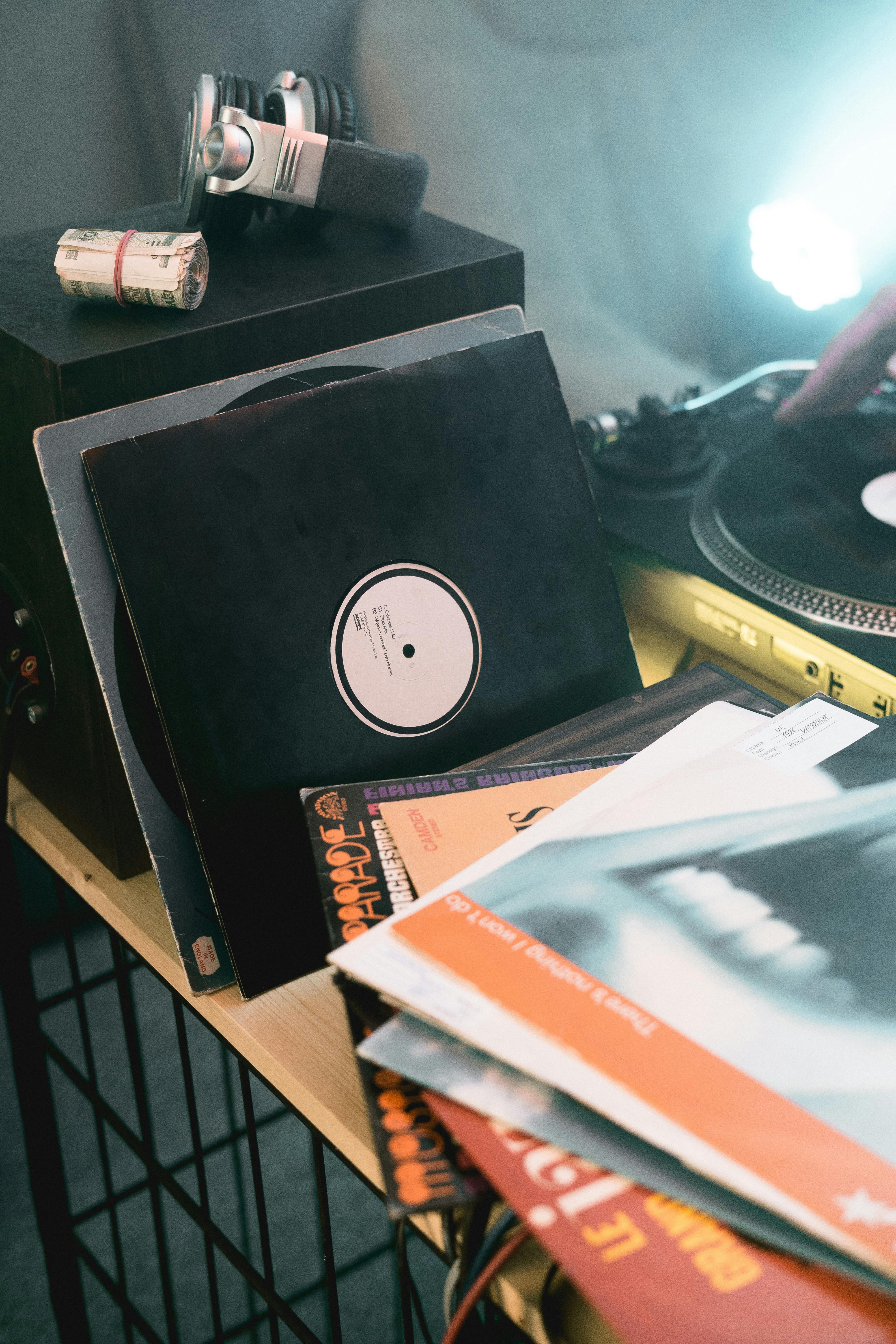 vinyl records on the table