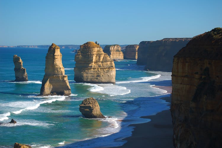 The Twelve Apostles On The Shore Of An Ocean In Australia 