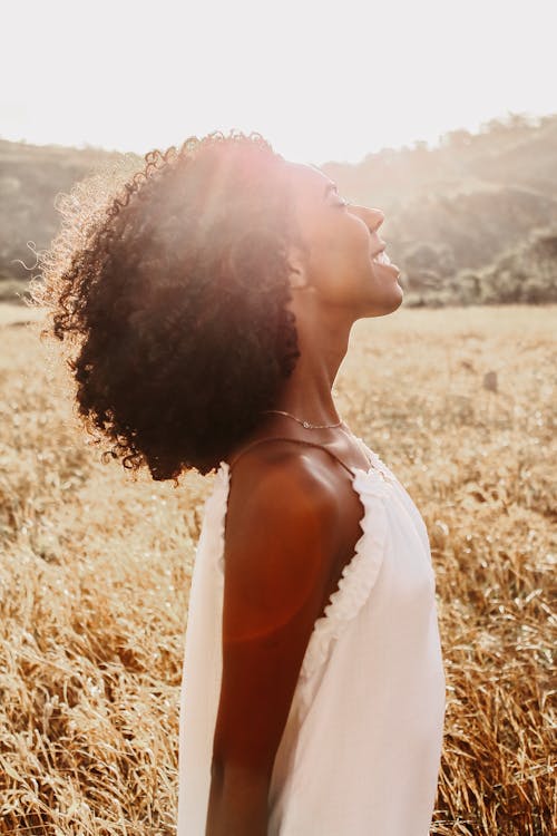 Kostnadsfri bild av afrikansk amerikan kvinna, äng, bakgrundsbelyst