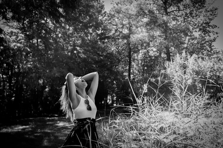 Woman Screaming In Forest