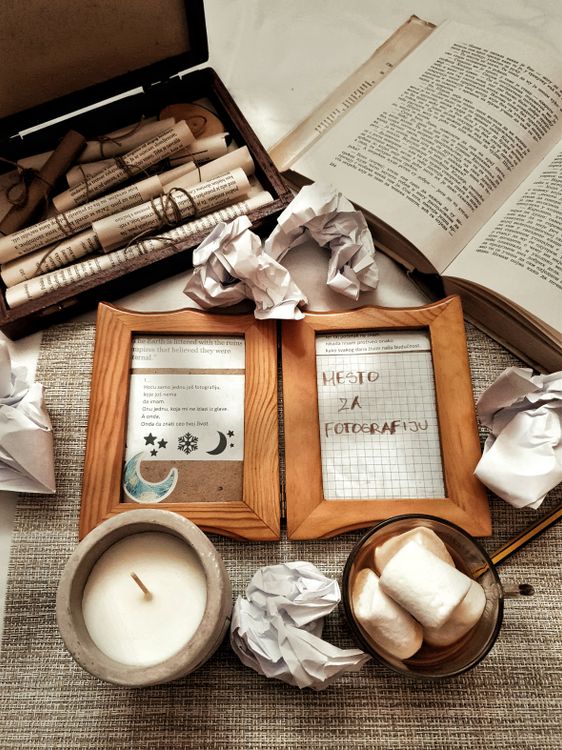 Candle and Frames with Notes · Free Stock Photo