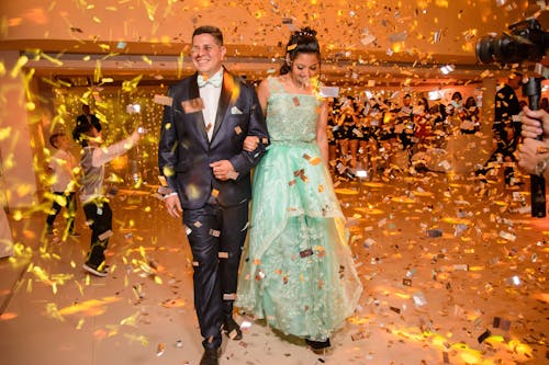 Happy Bride and Groom at Wedding Celebration 