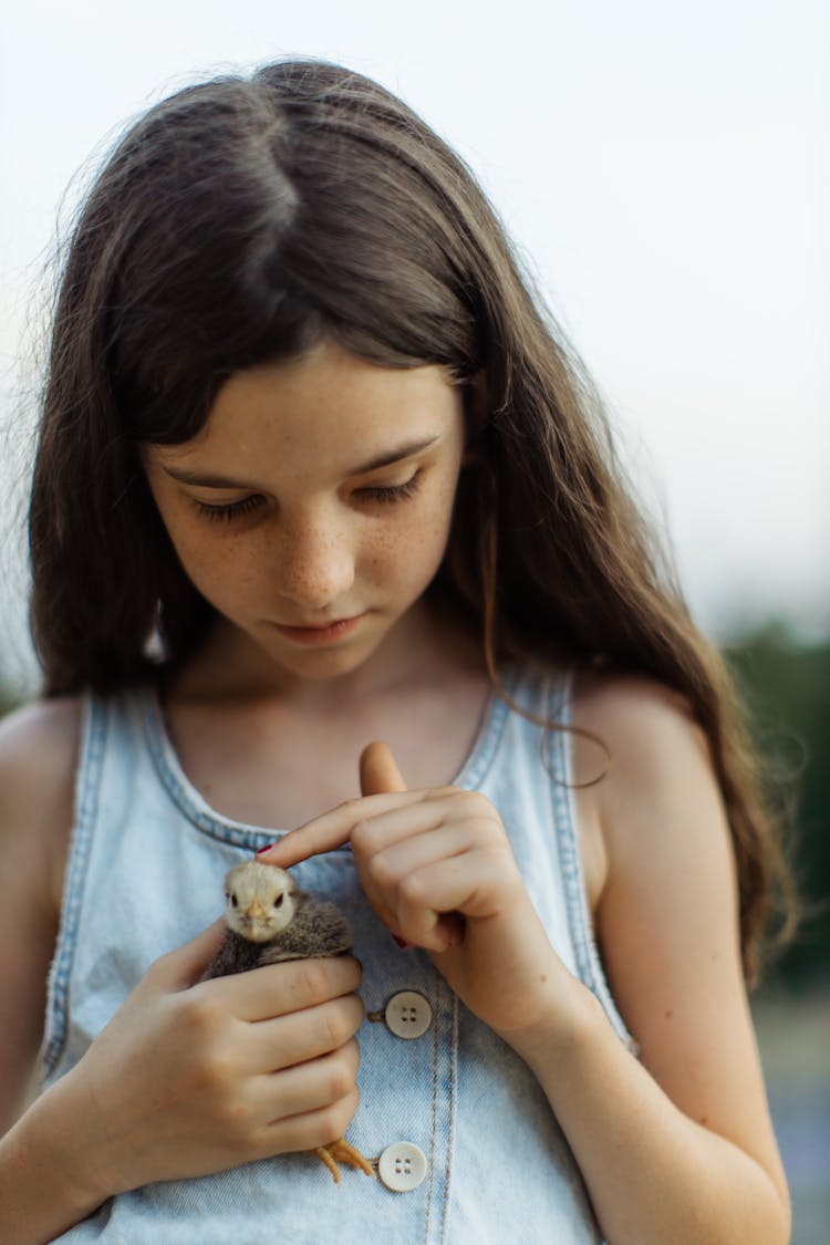 Girl Holding A Chick