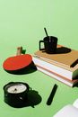 Black Ceramic Mug on Brown Wooden Table