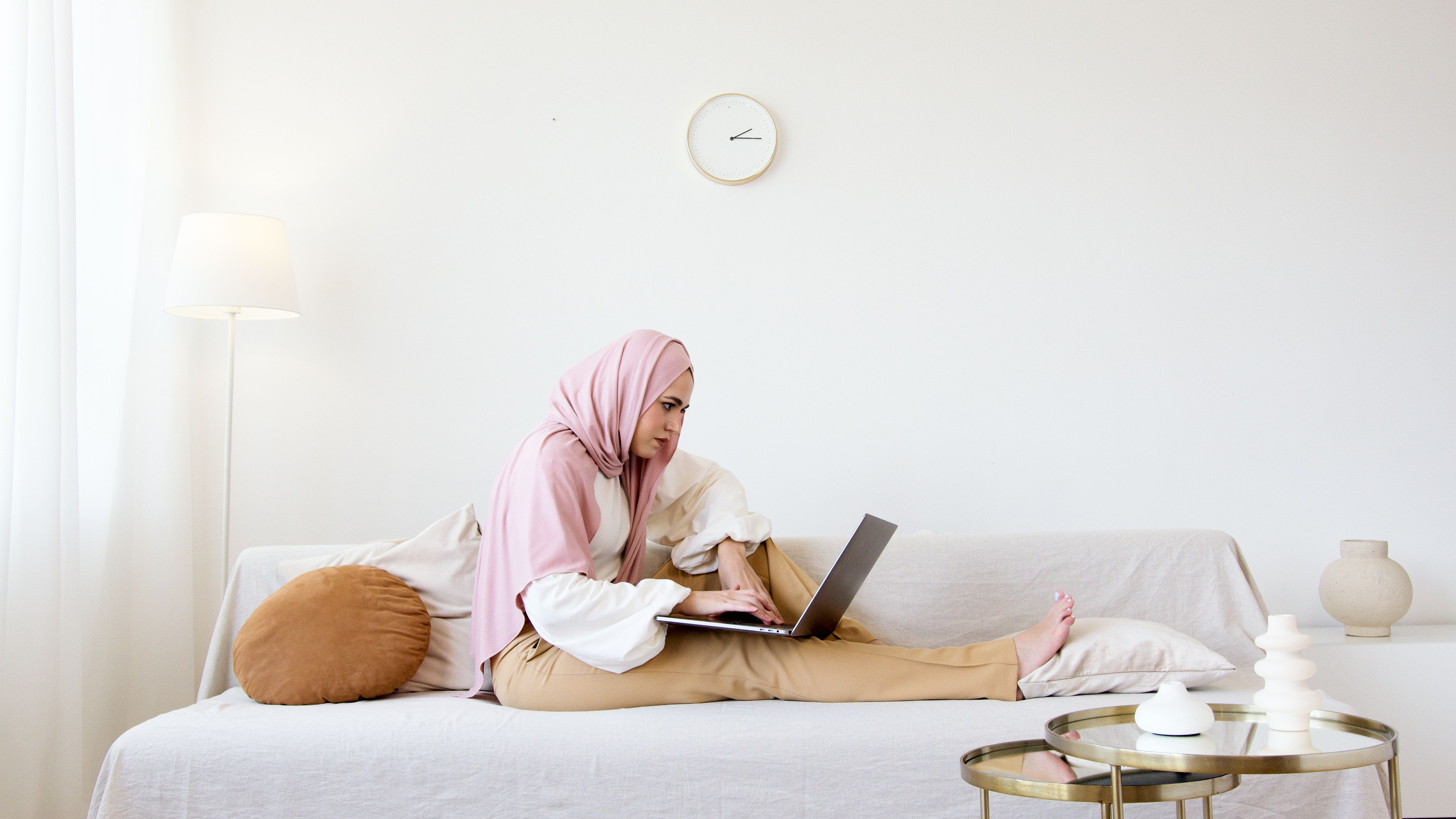 Woman in Pink Hijab Sitting on Chair · Free Stock Photo
