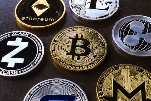 Free Various Cryptocurrency on Table Stock Photo