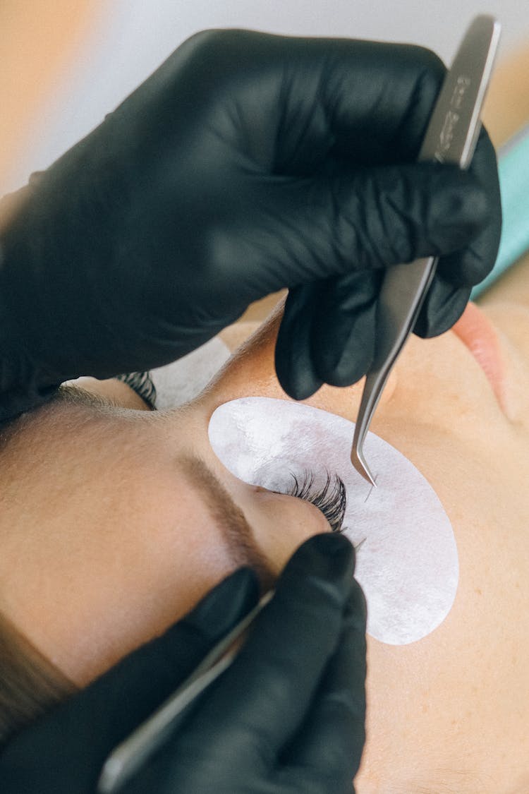 Close-Up Shot Of A Person Getting An Eyelash Extensions