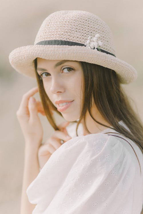 Free Close Up Shot of a Woman Wearing Fedora Hat Stock Photo
