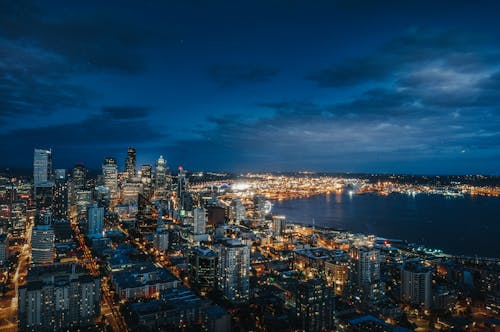 An Aerial Photography of City Buildings at Night