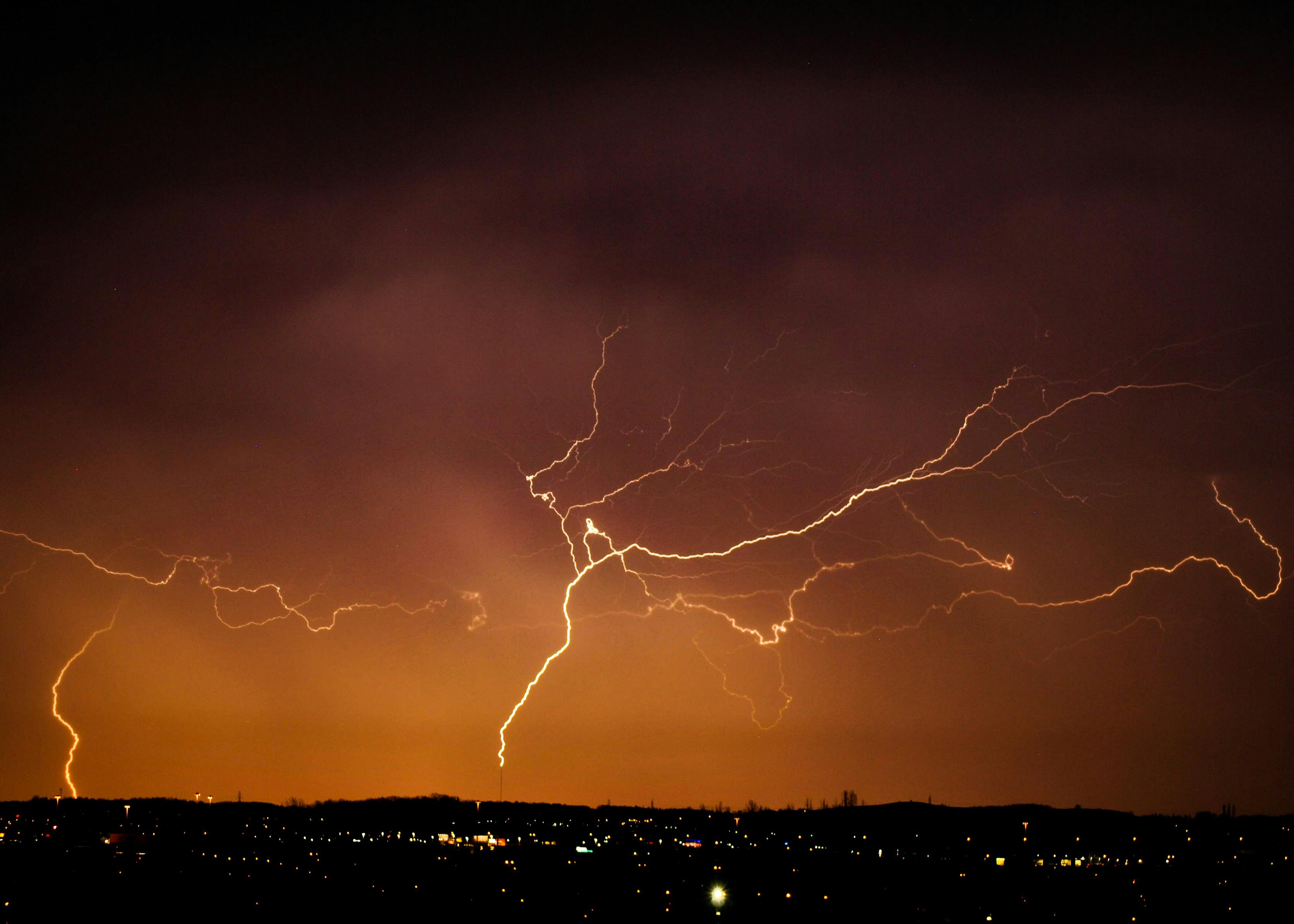 lightning strike on the sky at night