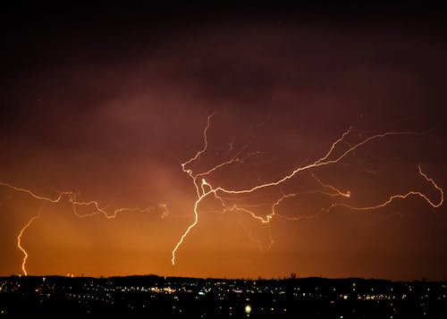 Lightning Strike on the Sky at Night