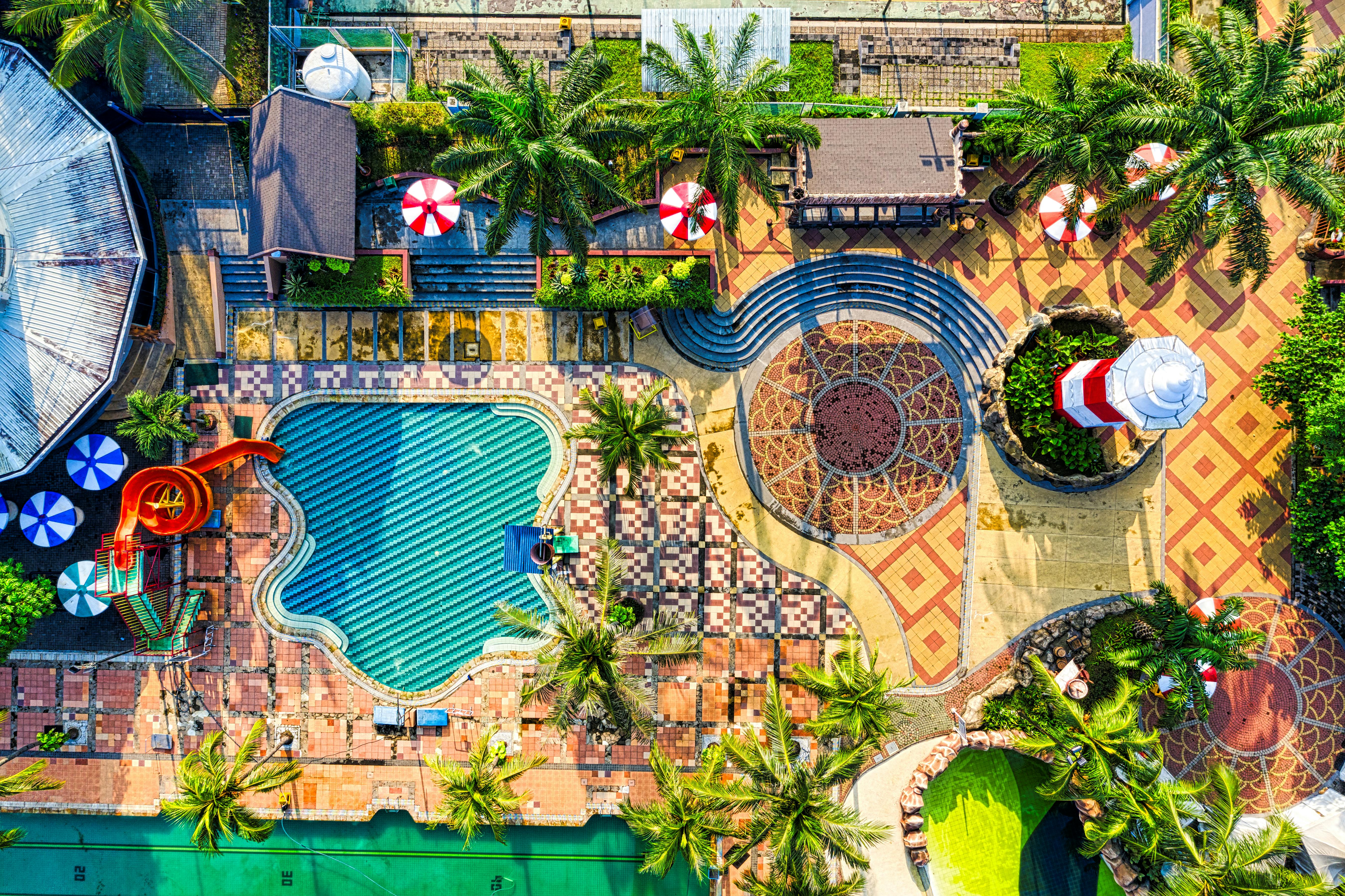 aerial view of swimming pool