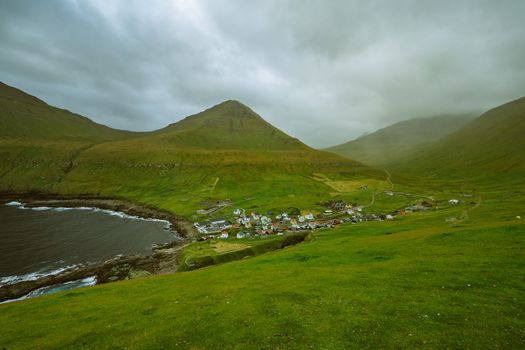 Saksun village and black-sand lagoon — Faroe Islands
