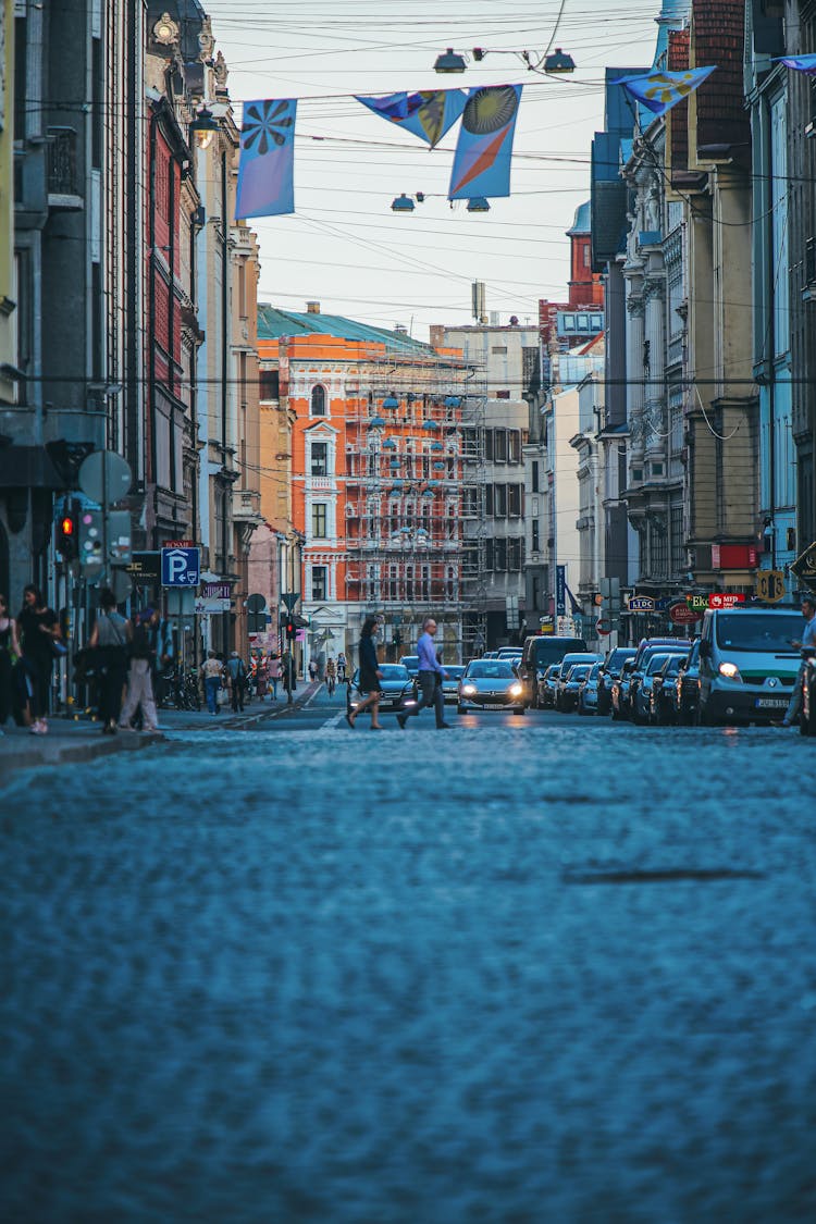 View Of European Town Street