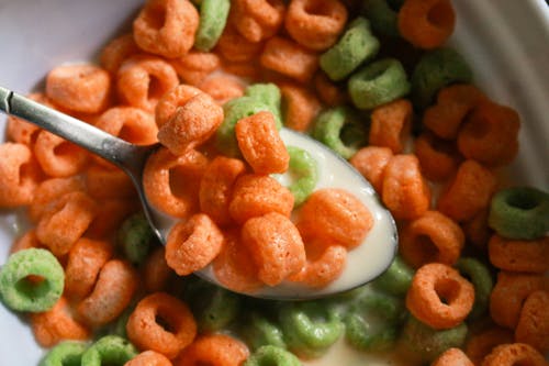 Free A Bowl Cereal with Milk for Breakfast Stock Photo