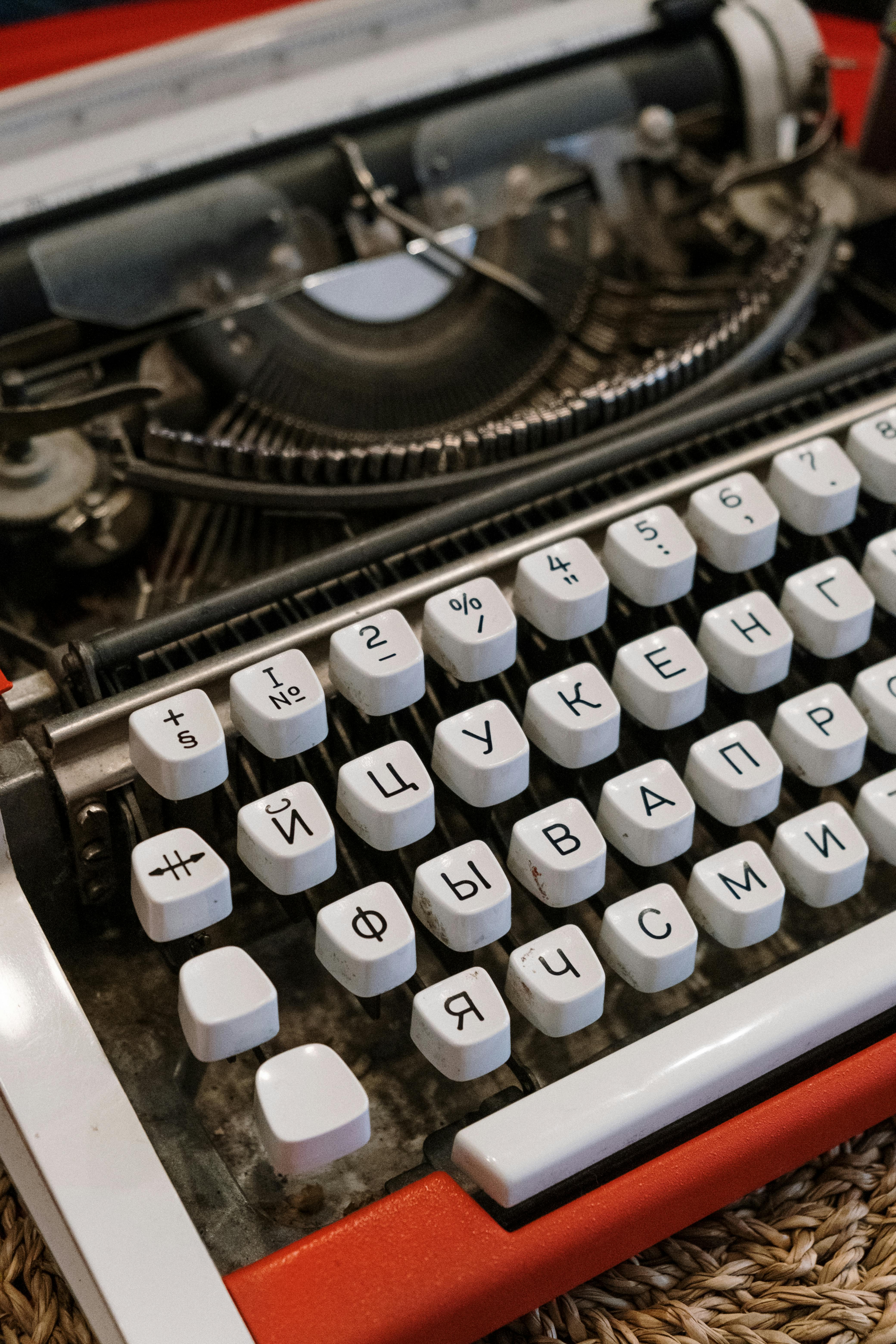 black and white typewriter keys