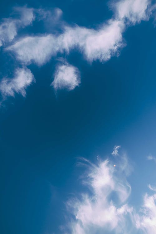 Základová fotografie zdarma na téma atmosféra, bílé mraky, fotografie z nízkého úhlu