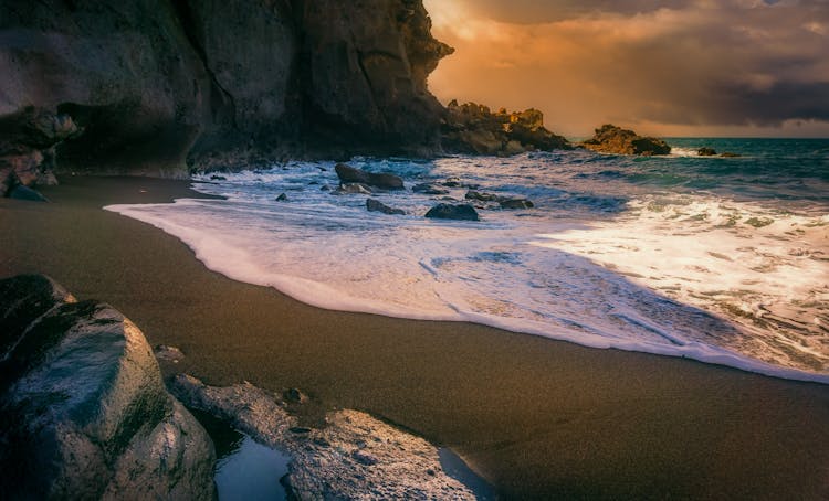 Ocean Waves Crashing On Shore